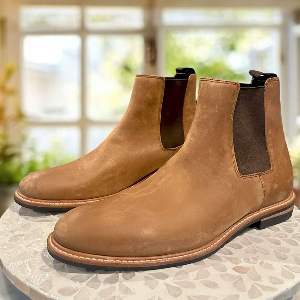 NISOLO $260 All-Weather Waterproof Textured Leather Chelsea Marco Slip-On Boots
